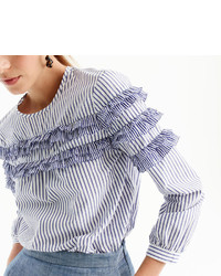 J.Crew Petite Tiered Top In Mixed Stripes