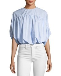 RED Valentino Redvalentino Batwing Sleeve Striped Cotton Blouse