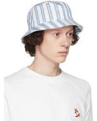 MAISON KITSUNÉ Blue White Stripe Logo Bucket Hat