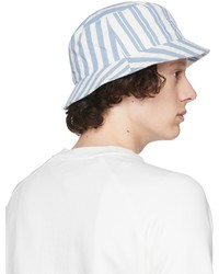 MAISON KITSUNÉ Blue White Stripe Logo Bucket Hat