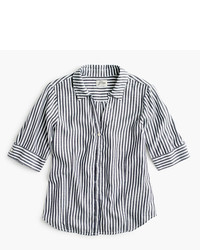 J.Crew Petite Short Sleeve Button Up Shirt In Stripe