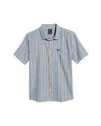 RVCA Harbour Stripe Short Sleeve Chambray Button Up Shirt
