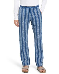 WYTHE Stripe Cotton Linen Chino Pants In Indigo Awning Strpe At Nordstrom