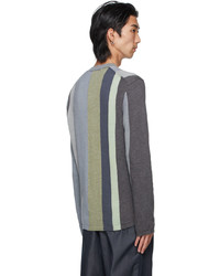Comme Des Garcons SHIRT Grey Green Stripe Sweater