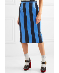 Prada Striped Denim Midi Skirt