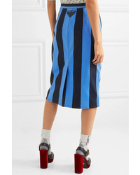 Prada Striped Denim Midi Skirt