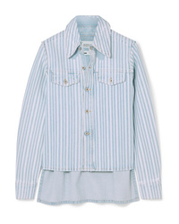 Light Blue Vertical Striped Denim Shirt