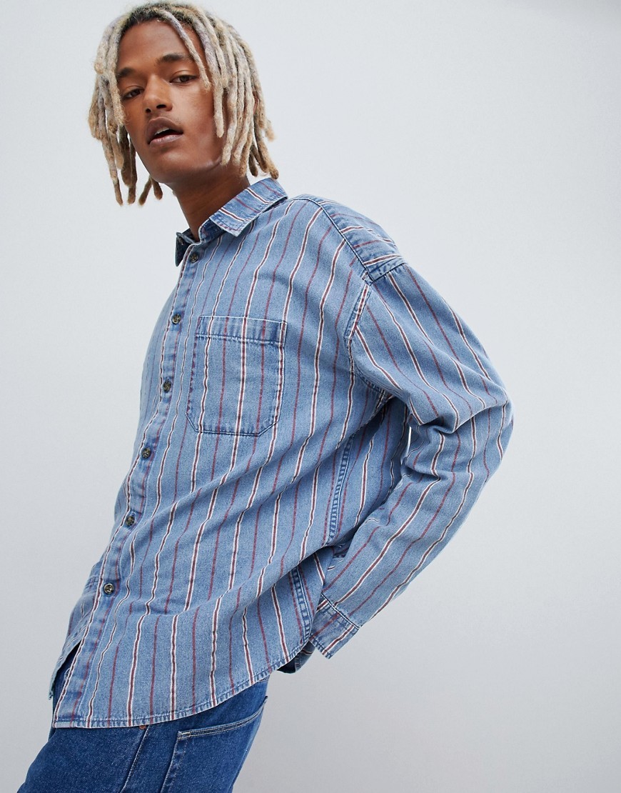 ASOS DESIGN Oversized 90s Style Denim Stripe Shirt, $13 | Asos