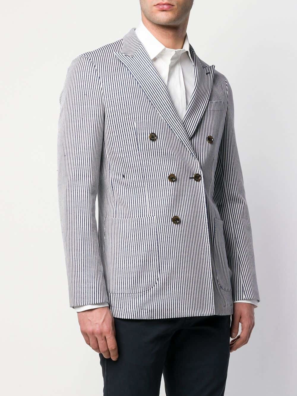 Eleventy Striped Double Breasted Blazer, $354 | farfetch.com | Lookastic