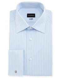 Ermenegildo Zegna 100fili Striped Cotton Dress Shirt Blue