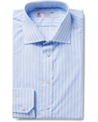 Turnbull & Asser Blue Slim Fit Striped Cotton Poplin Shirt