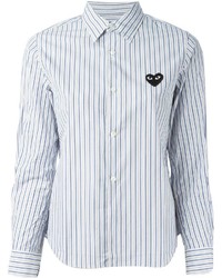 Comme des Garcons Comme Des Garons Play Striped Embroidered Heart Shirt
