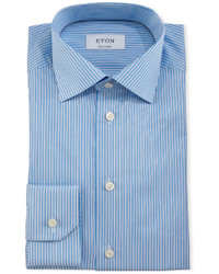 Eton Contemporary Fit Striped Dress Shirt Turquoise