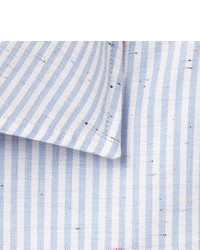 Drakes Drakes Blue Striped Slub Cotton Shirt