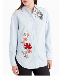 Grey By Jason Wu Grey By Jason Wu Button Down Stripe Shirt With Embroidery Detail