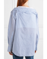 Adeam Layered Striped Cotton Poplin Shirt