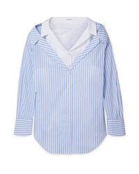 Adeam Layered Striped Cotton Poplin Shirt