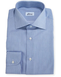 Brioni Narrow Stripe Dress Shirt Blue
