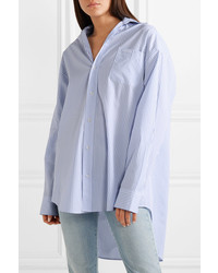 Vetements Oversized Embroidered Striped Cotton Poplin Shirt