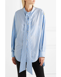 Balenciaga Oversized Printed Striped Cotton Poplin Shirt