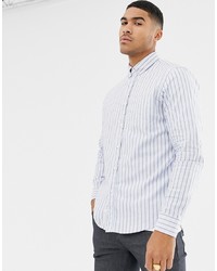 Pull&Bear Oxford Shirt In Regular Fit In Light Blue Stripe