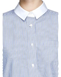 Nobrand Pleat Back Stripe Poplin Shirt
