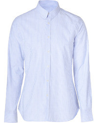 Paul Smith Ps By Light Bluewhite Cotton Linen Striped Shirt
