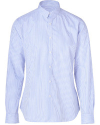 Paul Smith Ps By Light Bluewhite Cotton Striped Slim Shirt