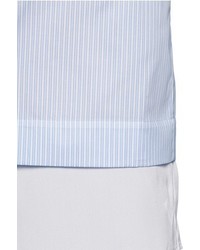 Vince Silk Combo Stripe Cotton Poplin Shirt