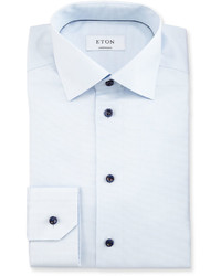 Eton Slim Textured Cotton Dress Shirt Light Blue
