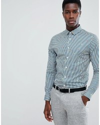 ASOS DESIGN Smart Slim Stripe Work Shirt With Embroidery