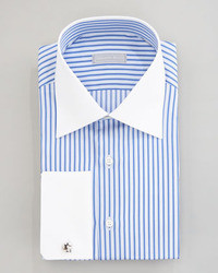 Stefano Ricci Striped Contrast Collar Dress Shirt