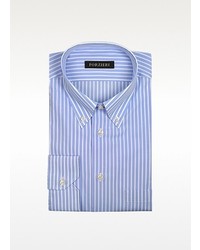 Forzieri Striped Light Blue And White Cotton Shirt