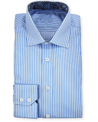 English Laundry Striped Long Sleeve Dress Shirt Blue
