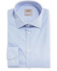 Armani Collezioni Striped Modern Fit Dress Shirt Blue