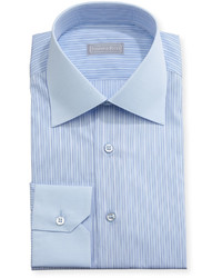 Stefano Ricci Striped Solid Collar Dress Shirt Blue