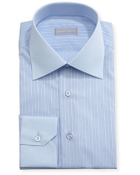 Stefano Ricci Striped Solid Collar Dress Shirt Blue