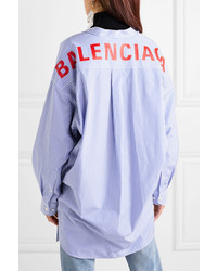 Balenciaga Swing Printed Striped Cotton Poplin Shirt
