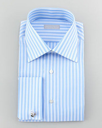 Stefano Ricci Textured Stripe Dress Shirt Blue 2