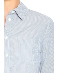 AG Jeans The Easton Shirt Fine Pin Stripe Iris Blue