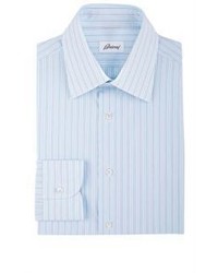 Brioni Variegated Stripe Dress Shirt Turquoise