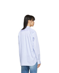 Comme Des Garcons SHIRT White And Blue Mixed Stripe Poplin Forever Shirt