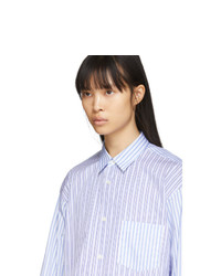 Comme Des Garcons SHIRT White And Blue Mixed Stripe Poplin Forever Shirt