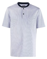 Light Blue Vertical Striped Henley Shirt