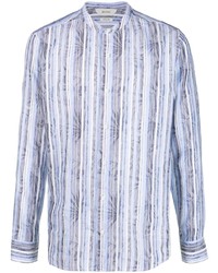 Z Zegna Mandarin Collar Striped Shirt