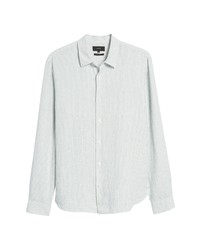 Vince Stripe Linen Shirt In Seacliffoff White At Nordstrom