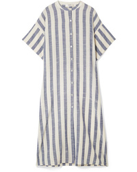 Sea Cici Oversized Striped Linen Midi Dress