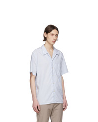 Ps By Paul Smith Blue Linen Striped Shirt