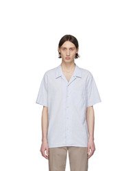 Ps By Paul Smith Blue Linen Striped Shirt