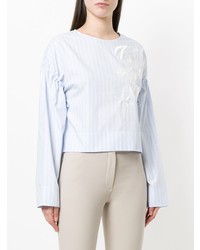 Cédric Charlier Striped Embroidered Blouse